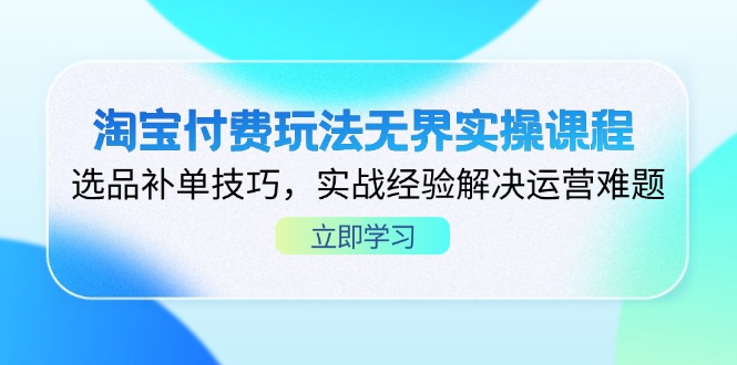 （14344期）淘宝付费玩法无界实操课程，选品补单技巧，实战经验解决运营难题-智屿梦轻创