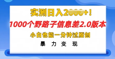 2025抖音1000个野路子信息差最新玩法，一分钟过原创，暴力变现月入几k-智屿梦轻创