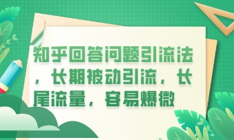 知乎回答问题引流法，长期被动引流，长尾流量，私域变现必学课程-智屿梦轻创