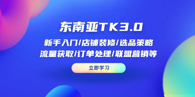 （14208期）东南亚TK3.0：新手入门/店铺装修/选品策略/流量获取/订单处理/联盟营销等-智屿梦轻创