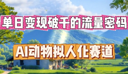 单日变现破k的流量密码,AI动物拟人化赛道-智屿梦轻创