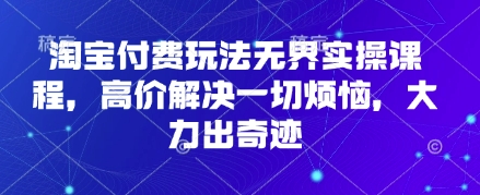 淘宝付费玩法无界实操课程，高价解决一切烦恼，大力出奇迹-智屿梦轻创