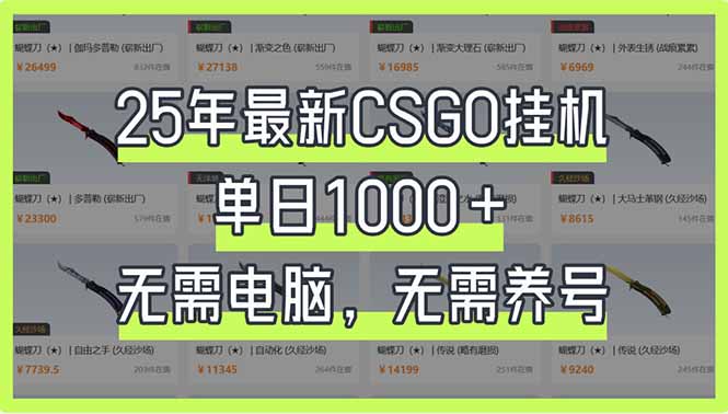 (14178期)25年最新CSGO挂机系统,单日1000+,无需电脑,无需养号,0基础可上手-智屿梦轻创