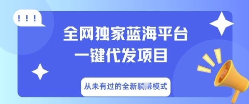 全网独家蓝海平台一键代发项目，从未有过的全新躺Z模式-智屿梦轻创