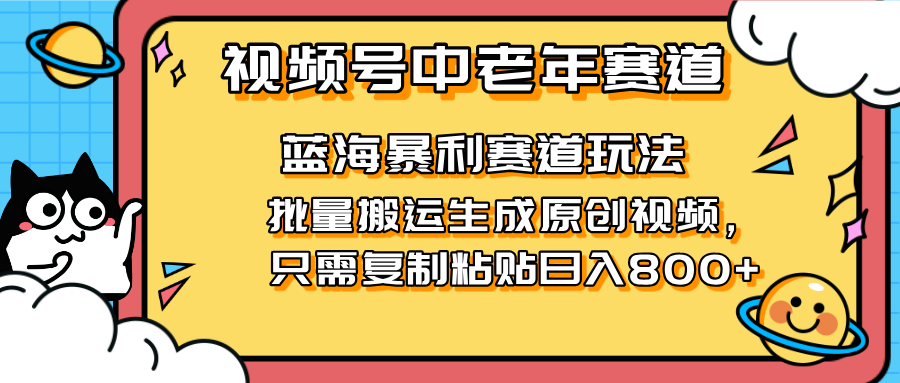 (14314期)2025视频号中老年短视频蓝海暴利风口!复制粘贴搬运视频单日赚800+,无...-智屿梦轻创