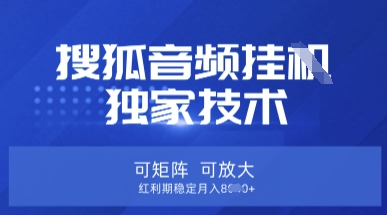 【搜狐音频挂G】独家技术，可矩阵可放大，红利期稳定月入8k【揭秘】-智屿梦轻创