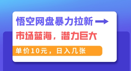 悟空网盘暴力拉新：一单10元，市场空白，日入几张-智屿梦轻创