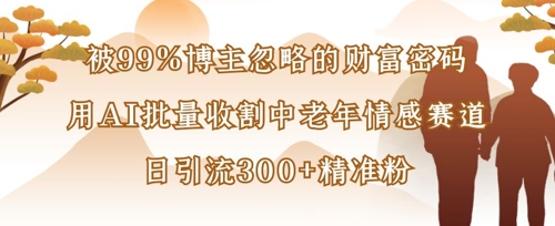 被99%博主忽略的财富密码：用AI批量收割中老年情感赛道，日引流300+精准粉-智屿梦轻创