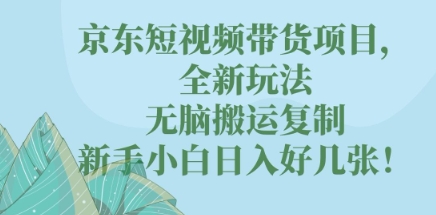 京东短视频带货项目，全新玩法，无脑搬运复制，新手小白日入好几张!-智屿梦轻创