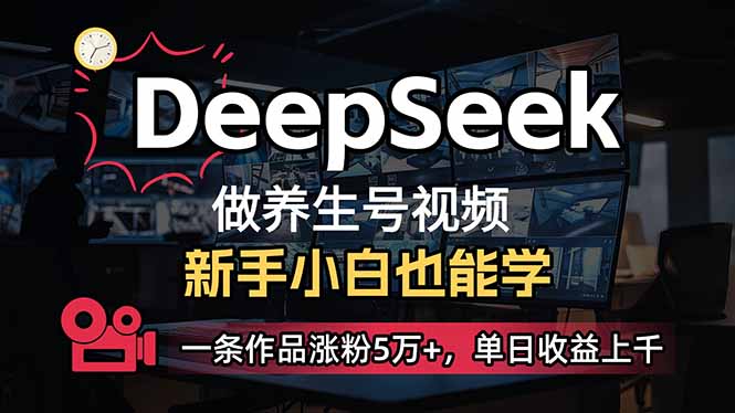 （14199期）小白用DeepSeek做养生号，一条作品涨粉5万+，单日收益上千-智屿梦轻创