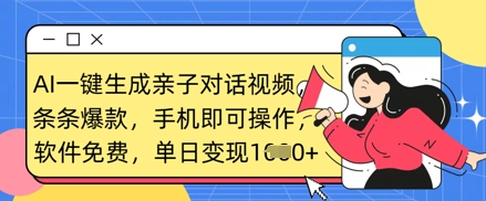 AI一键生成亲子对话视频,条条爆款,一部手机即可操作,单日变现数张-智屿梦轻创
