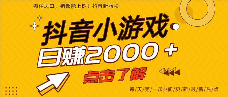 （14319期）抖音小游戏，最新风口项目，亲测单游戏2000+感兴趣点击了解。-智屿梦轻创