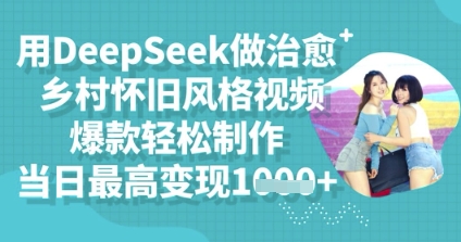 用DeepSeek做治愈乡村怀旧风格视频,爆款轻松制作,当日最高变现多张-智屿梦轻创